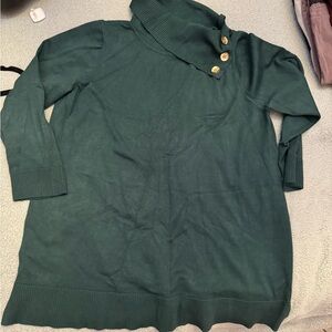 Cable & Gauge Forest Green Cowl Neck Sweater